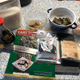 Top row: sugar, leftover katsuobushi, leftover kombu, salt
Bottom row: soy sauce, nori seaweed, black sesame seeds, white sesame seeds